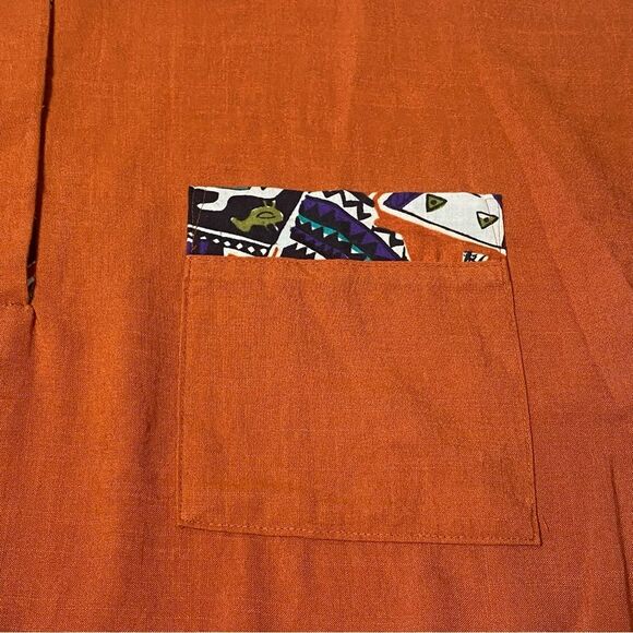 Vintage 80's Cricket Lane Rust Orange Button Front Blouse Women's Size Large - Picture 12 of 15